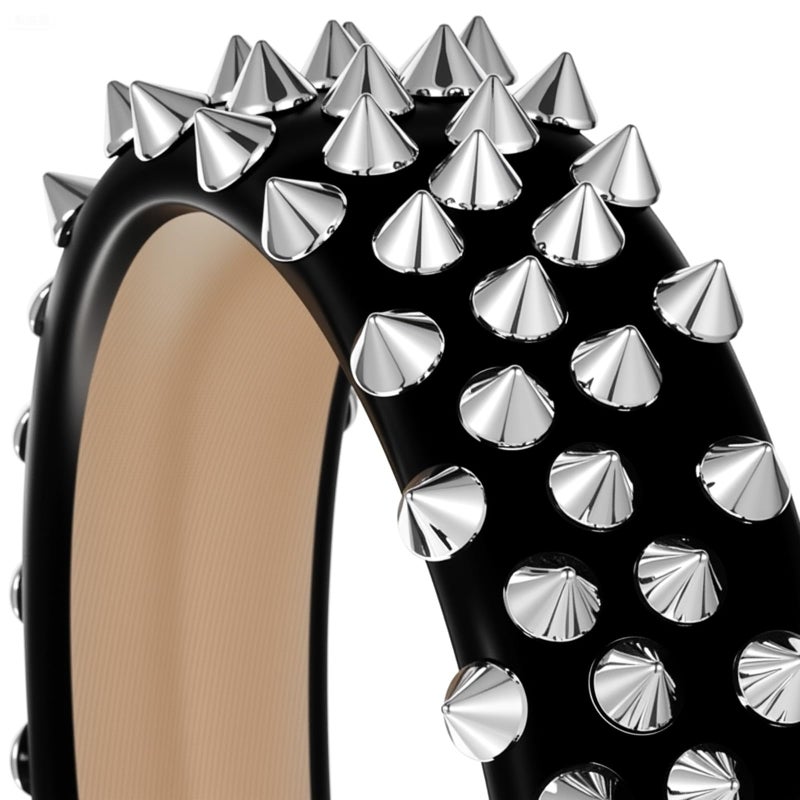 Heclia Punk Studded Headband Spiked Headband for Women Rivet Gothic Headwear Black Rock Hair Hoop Rock Roll Headpiece (Rivet) - Image 3